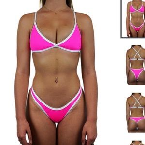 NWT Hoaka Kendall Neon Pink Swim Set